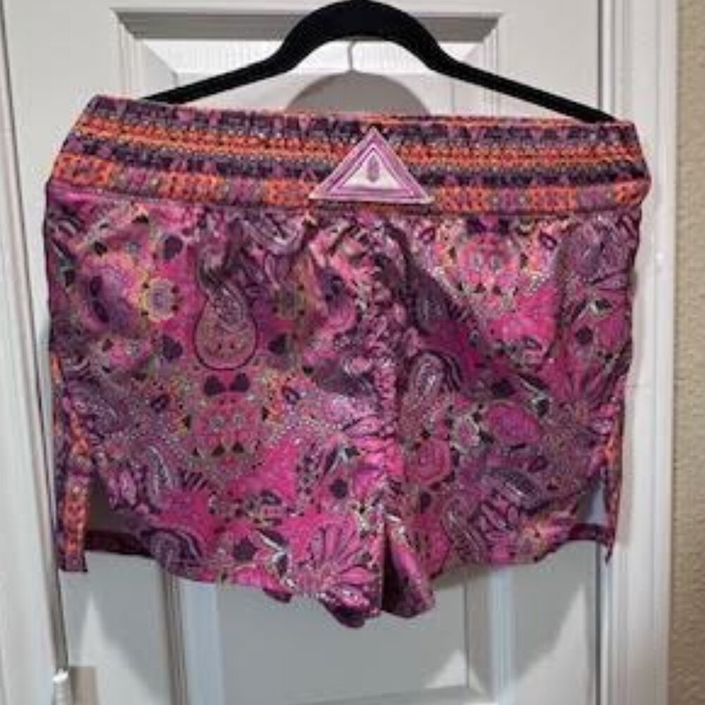 Free People Movements Next Round Paisley Colorful Printed Athletic Shorts